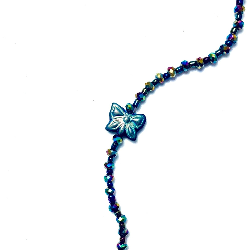 Handmade Iridescent Black Blue Butterfly Bracelet  McGlamorous